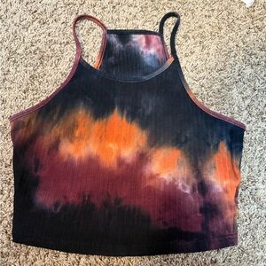Tie-Dye Halter Crop Top SHEIN